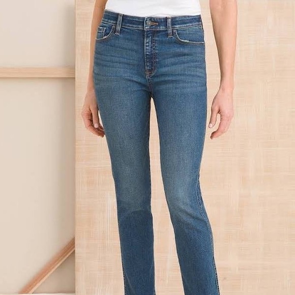 J Jill Jeans Classic Straight Leg Stretch Jeans Distress Wash Womens Size 8 - Picture 2 of 12